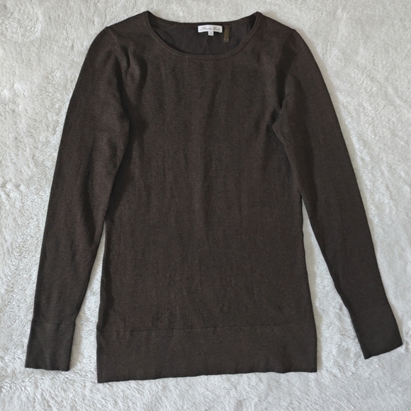 Minnie Rose Sz Small Brown Cotton Blend Soft Long Sleeve Sweatshirt  Crew Neck - Picture 3 of 6